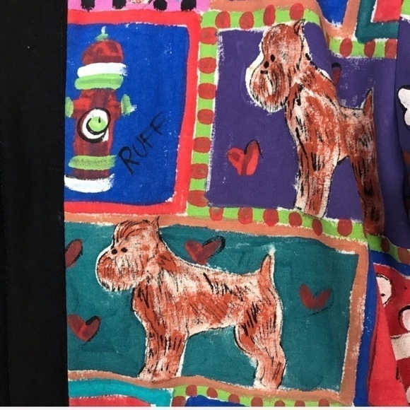 VINTAGE LRW ATLANTA Handpainted Dog Art Jacket Medium Unique Eclectic Dog Lover - Picture 6 of 8